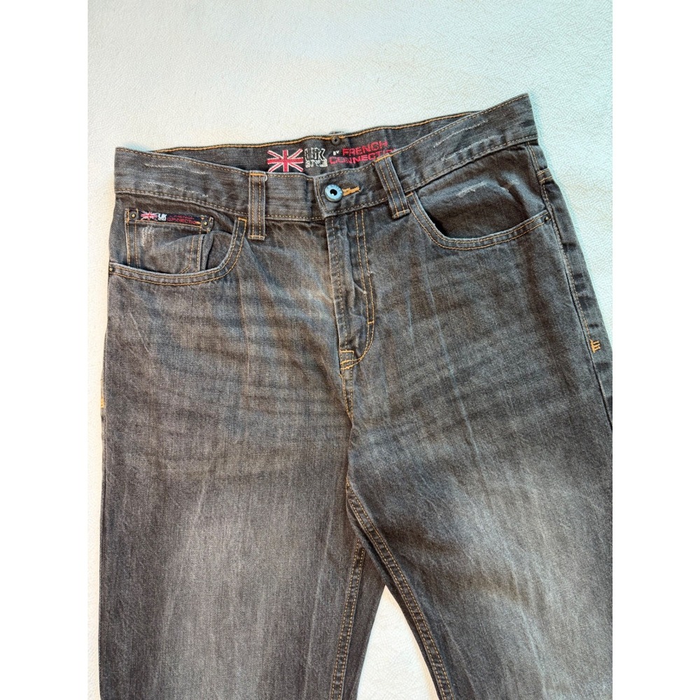 French Connection UK Style Mens Straight Leg Jeans Faded Black Y2K 32W 32L